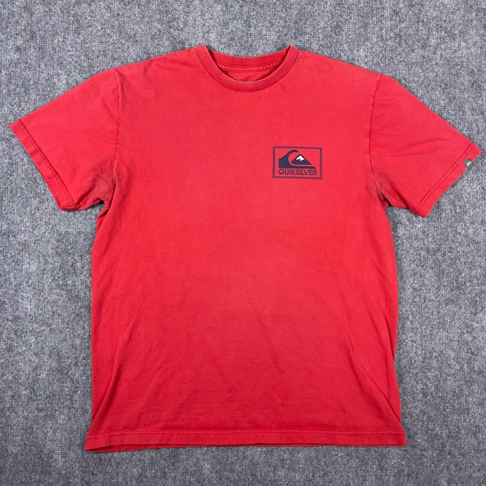 Quiksilver Graphic T-Shirt Mens Large Red Short Sleeve Surf Logo Tee - Picture 2 of 7